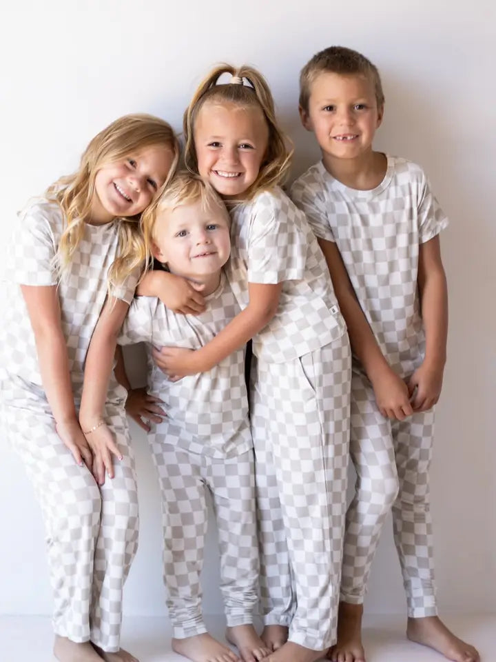 Child Boxy Tee Lounge Set | Checkerboard
