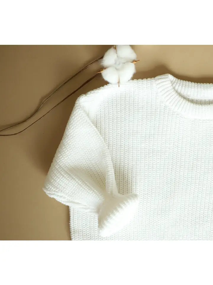 White Sweater Organic Knit Toddler/Kids- Oversized Clothes