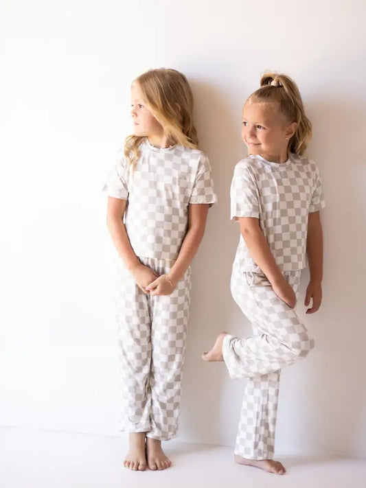 Child Boxy Tee Lounge Set | Checkerboard