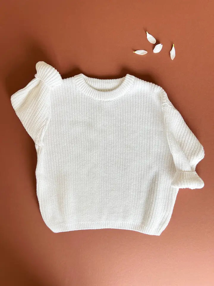 White Sweater Organic Knit Toddler/Kids- Oversized Clothes