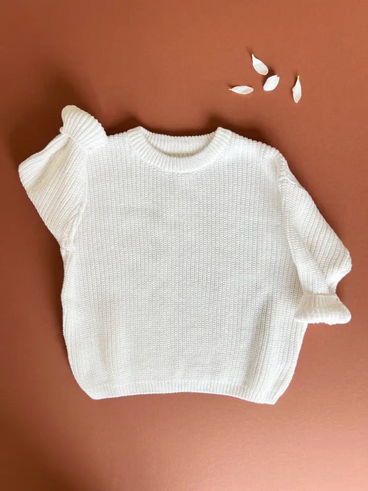 White Sweater Organic Knit Toddler/Kids- Oversized Clothes
