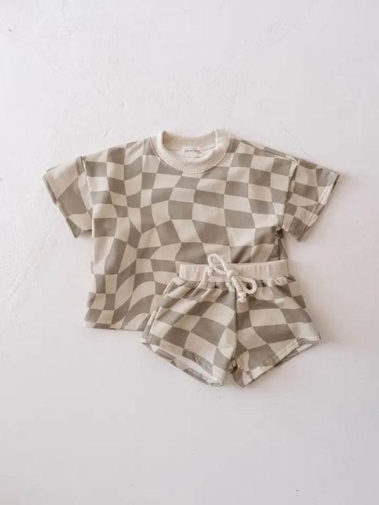 Short Set | Wavy Checkerboard