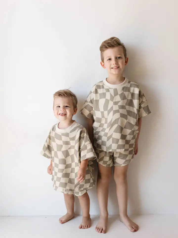 Short Set | Wavy Checkerboard