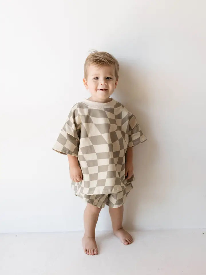 Short Set | Wavy Checkerboard