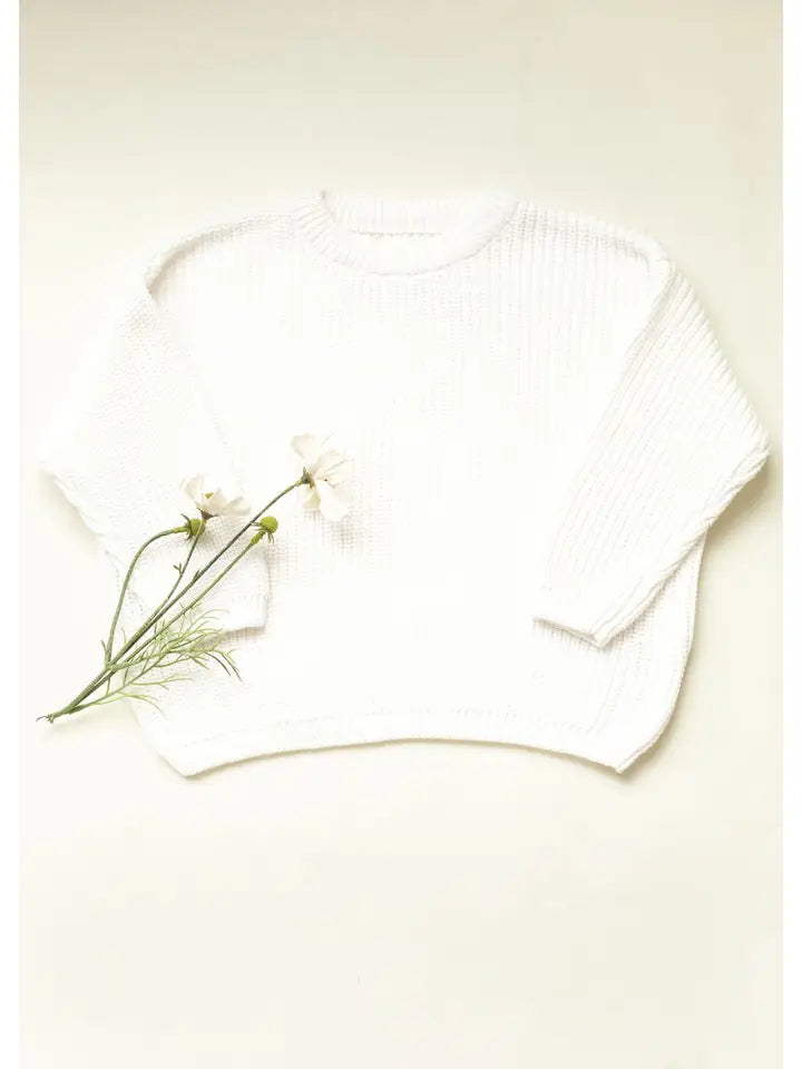 White Sweater Organic Knit Toddler/Kids- Oversized Clothes